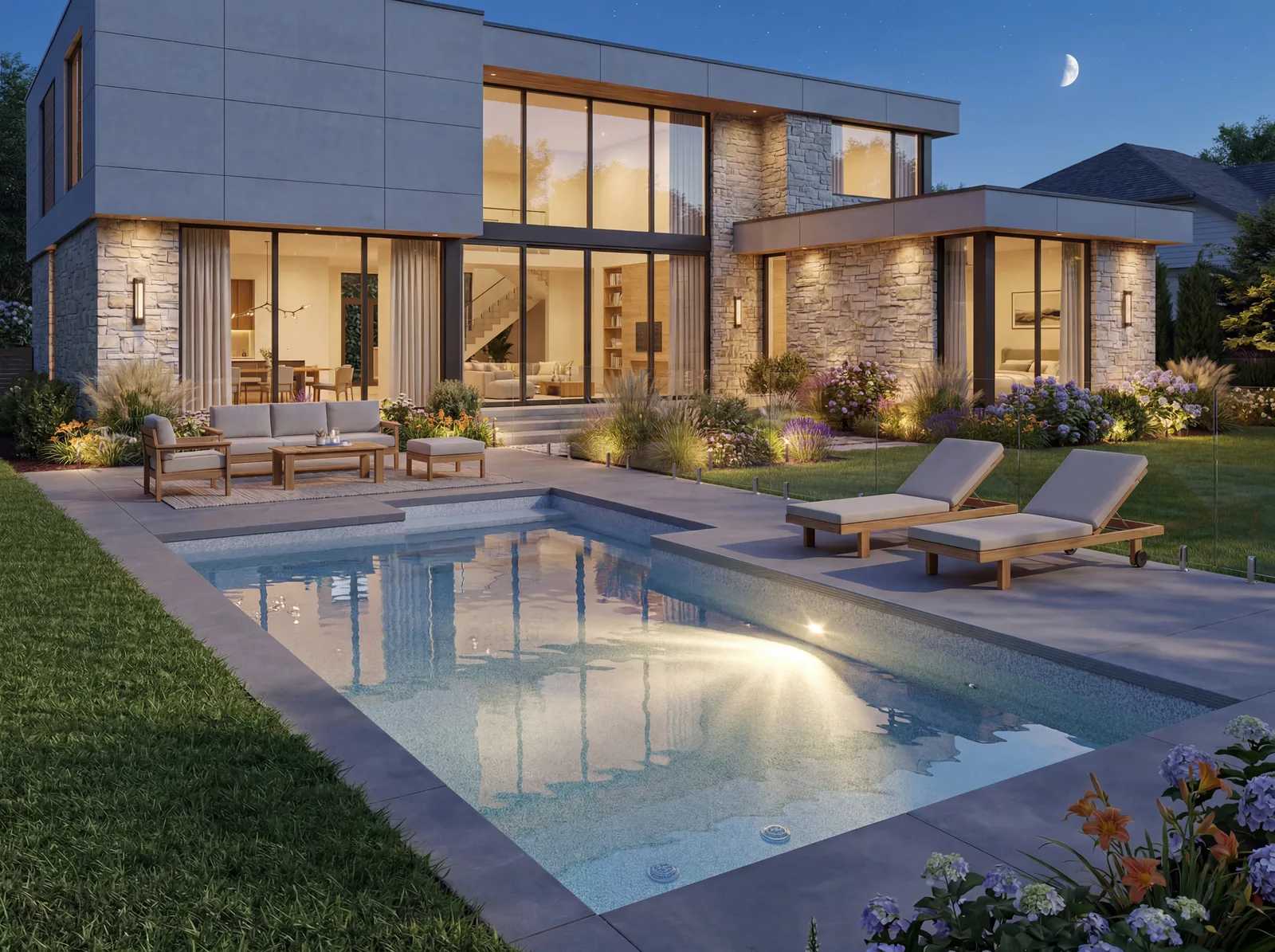 Piscine Trévi Prestige Trévi, en soirée