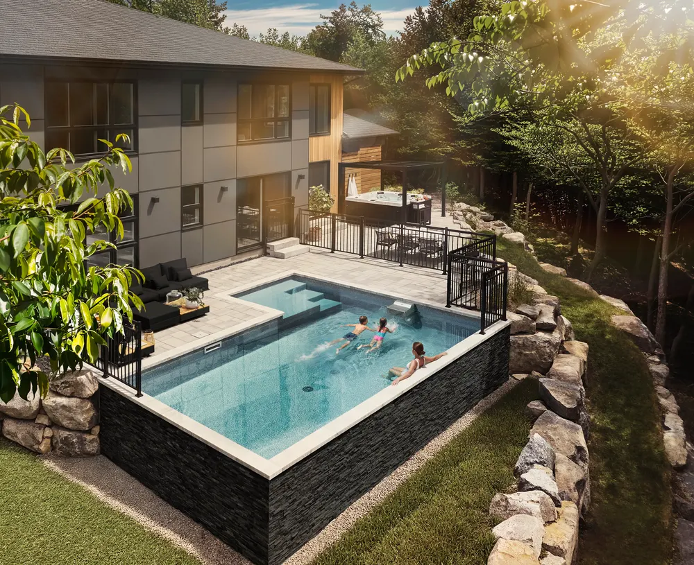 Module de nage HydroFitness dans une piscine Trévi