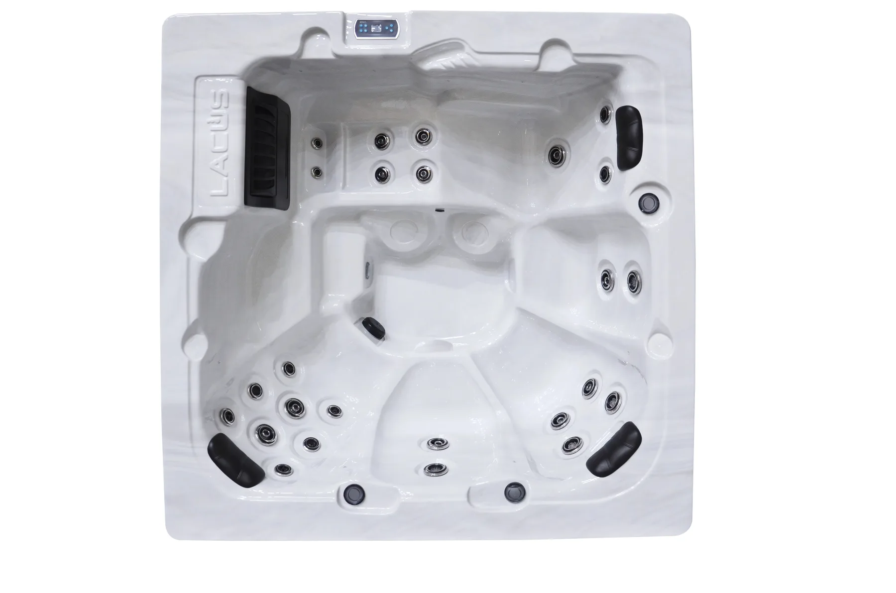 Spa Trévi Tahoe — vue de dessus complète : configuration des jets et des sièges